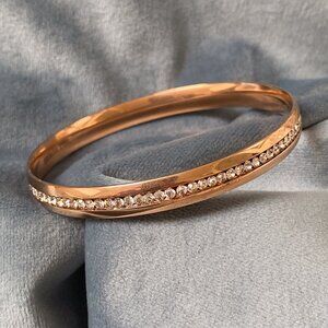 Stainless Steel Rose Gold with Crystal Bangle with Box